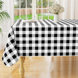 misaya Rectangle Waterproof Vinyl Table Cloth, Buffalo Flannel Backed Tablecloth, Wipeable Plastic Table Cover for Dinner, Kitchen, Outdoor (60" x 84", Black and White) misaya