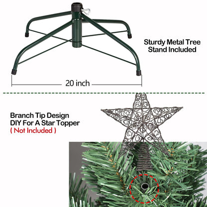 Hykolity 6 ft Prelit Artificial Christmas Tree, 551 PVC Branch Tips, 300 Color Changing LED Lights, Easy Assembly with Metal Stand and Hinged Branches, 10 Colors