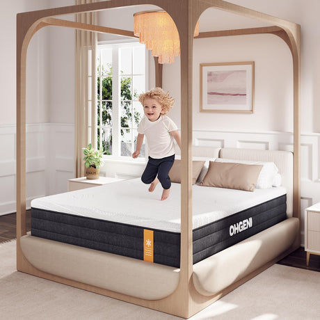 OhGeni 8 Inch Twin Size Mattress, Gel Memory Foam, Single Bed Mattresses in a Box, Medium Feel，Ergonomic Support & Pressure Relief, CertiPUR-US Certified Foam, Designed in USA OhGeni