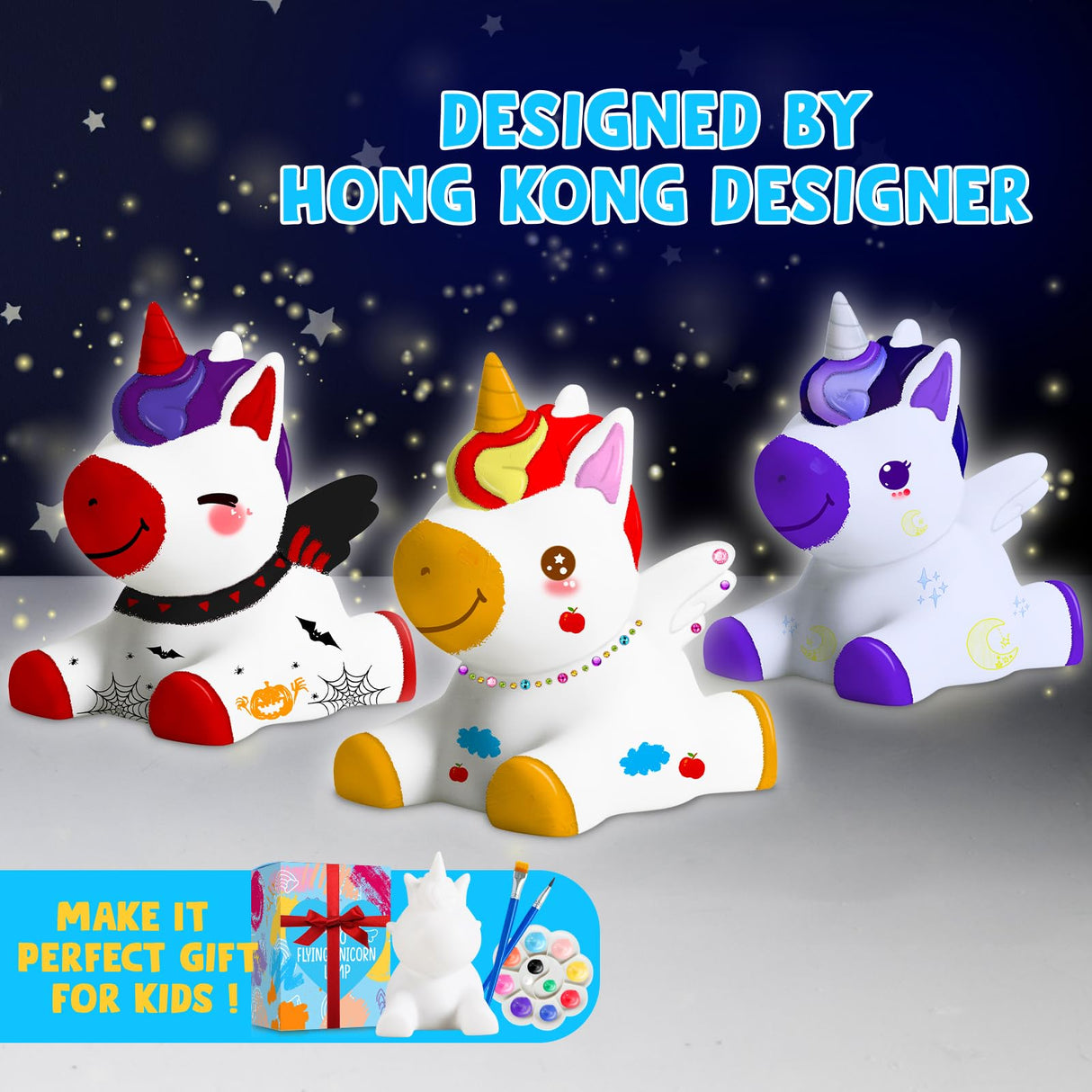 Goodyking Paint Your Own Flying Unicorn Lamp Kit, DIY Unicorn Crafts Night Light, Arts & Crafts for Kids Age 8-12, Painting Art Supplies, Birthday Easter Gift for Kids Age 3 4 5 6 7 8+ Goody King