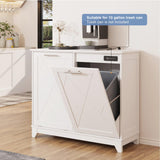 FiveWillowise Tilt Out Trash Cabinet, Kitchen Trash Can Cabinet w/Negative ion and deodorizing Function, Dog Proof 20 Gallon Garbage Can Cabinet for Kitchen, Bathroom, Living Room, White FiveWillowise