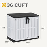 DWVO 36 cu ft Tool Storage Shed, Storage for Bakcyard, Patio, and Garden, Resin Plastic Shed with Sloped Lid, Lockable Door, and Wood Grain Finish, Light Gray DWVO