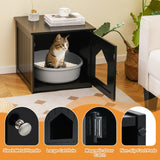 Tangkula Litter Box Enclosure, Cat Litter Box Furniture Hidden, Nightstand Pet House with Magnetic Door, Indoor Cat Washroom for Kitty (Black) Tangkula