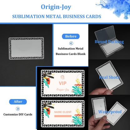 Origin-Joy 25 PCS Sublimation Metal Business Cards, 3.4 x 2.1 Inch Aluminum Printable Business Card Blanks for Custom Color Print (0.45 mm, Flower Edge)