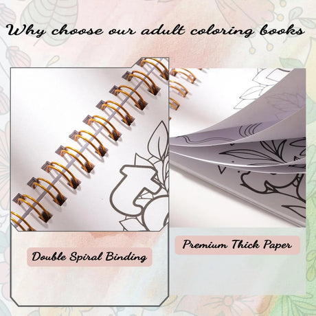 7×8.2in Adult Coloring Book Set for Relaxation, Spiral Bound Coloring Book for Women with 24 Colors Markers, Mindfulness Stress Relief 32 Patterns for Adults, Teens, Gift Prudiut