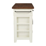 INSPIRED by Bassett OSP Home Furnishings Urban Farmhouse Kitchen Island with Vintage Oak Solid Hardwood Top, Distressed White Finish OSP Home Furnishings