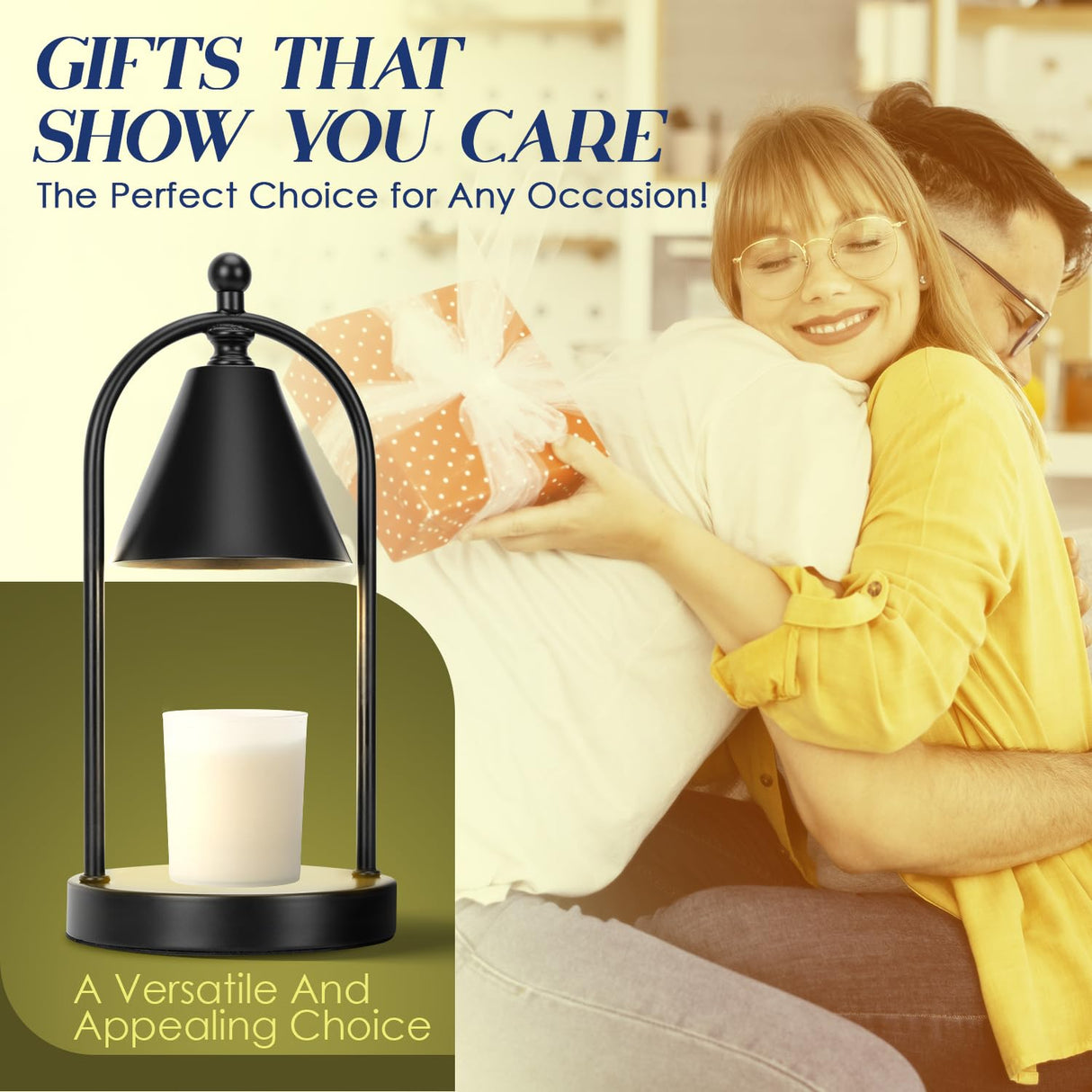 Candle Warmer Lamp with Timer, Electric Black Candle Warmer Light for Bedroom, Dimmable Wax Melts Warmer for Candle Jars, Home Decor Beside Lamp Gifts for Women (2 Bulbs Included) Soilsiu