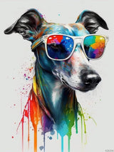 KZKZXA Diamond Painting Kits for Adults, Dog with Sunglass Full Drill Diamond Art Greyhound Painting by Number Kits, Cute Animals Gem Art Wall Home Decor 12x16 inch KZKZXA