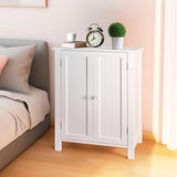 ZENY Bathroom Floor Storage Cabinet with Double Door + Adjustable Shelf, Wooden Organizer Cabinet for Living Room, Bathroom, Bedroom, Modern Home Furniture (White) ZENY