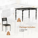 GarveeHome 5 Piece Dining Table Set, Industrial Style Dining Table and Chairs Set for 4, Kitchen Table Set for Dining Room Kitchen Apartment, Black GarveeHome
