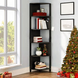 YITAHOME 6-Tier Corner Shelf, 68.8" Tall Modern Free Standing Zigzag Corner Bookshelf, 6 Shelf Display Corner Bookcase Open Small Book Shelves for Living Room, Home Office, Small Space, Black YITAHOME