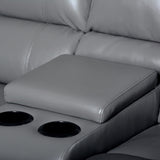 UR livingroom Modular Sectional Sofa PU Leather Manual Recliner Sofa Symmetrical Sectional Couches for Living Room Livingroom Furniture Sets, Grey UR livingroom