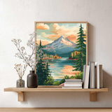 Artbrush Tower Mount Hood Paint by Number, Mt Hood Paint by Numbers Kit for Adults, Snow Mountains Landscape Acrylic Painting, Trees Lakes Home Wall Decor(16x20inch) Artbrush Tower