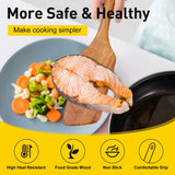 Teak Wooden Spatula for Cooking Wok Spatula Kitchen Turner for Mixing, Scraping, Baking Spatula Best Non Stick Wood Cooking Utensil Angled Flat Spatula Egg Flipper Spatula Scraper Fish Spatula Turner Ayiaren