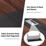 MaverickFurni 8FT Conference Table, Walnut and Black Conference Room Table Curved for Office with Rectangle Grommet, Modern Meeting Table for Office MaverickFurni