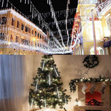 Weepong Christmas Lights Outdoor UL Certified Meteor Shower Lights 12Inch 8Tubes 192LED Falling Rain Drop Lights Icicle Snow Cascading Xmas Lights for Tree Wedding Party Garden Decoration,White Weepong