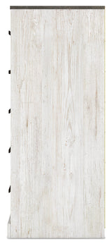 Signature Design by Ashley Shawburn Rustic 5 Drawer Chest of Smooth-Gliding Drawers and Safety Stop, White & Gray Signature Design by Ashley