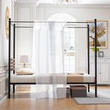 Giantex Metal Canopy Bed Frame Twin Size, 4-Poster Platform Bed with Industrial Headboard and Under Bed Storage, Heavy-Duty Mattress Foundation No Box Spring Needed, Easy Assembly, Black Giantex