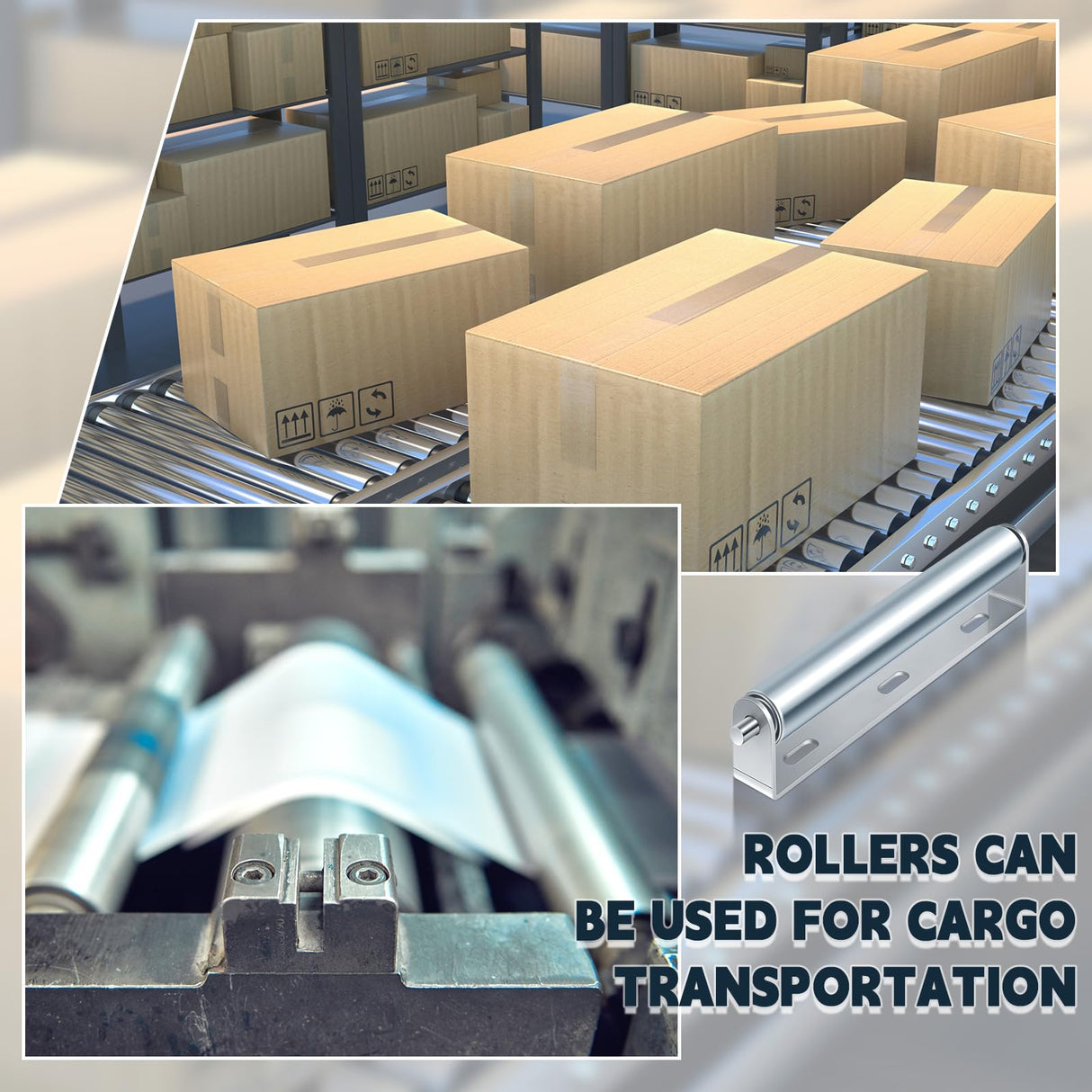 Therwen 4 Sets 1.5'' Diameter Conveyor Rollers with Roller Stands 10'' Galvanized Steel Long Roller and Bracket Set Easy Install Industrial Use Metal Canoe Kayak Woodworking Heavy Goods Support Kit Therwen