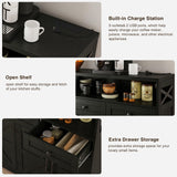 Befrases 51" L Modern Farmhouse Sideboard Buffet Cabinet, Black Storage Cabinet with Drawers & Shelves, Kitchen Pantry Hutch Cabinet, Coffee Bar Station Table for Living Room, Dining Room, Entryway Befrases