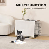 VIE DE AMAN Dog Crate Topper Wood for 48 42 36 24 inch Cages, Dog Crate Table Topper with Tassel Curtain, Rustic Style Dog Kennel Topper, Oak Grey(Dog Crate Not Include) VIE DE AMAN