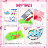 ACSAUMMY Diamond Painting Kits, 20pcs Uni-Corn Diamond Arts Paintings Stickers for Kids 5D DIY Diamond Dots Painting Self-Adhesive Mosaic Stickers Unicorn Gem Arts and Crafts for Kids Girls ACSAUMMY