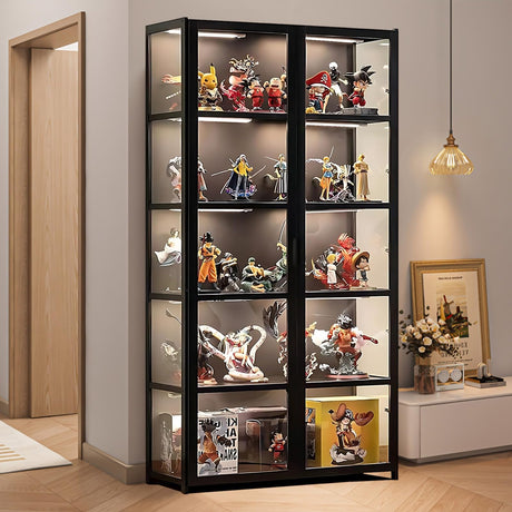 Orixal Display Cabinet, 5-Tier Curio Cabinet with Acrylic Doors, Bamboo Display Case for Figures, Display Case for Collectibles & Toy Cabinet for Home, Office, Playroom, Living Room Orixal