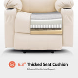 MCombo Power Lift Recliner Chair for Elderly, Lift Chair with Heat and Massage, FSC Certified, USB Ports, Cup Holders, Faux Leather 7040 (Cream White, Medium) MCombo