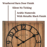 Presentime & Co 21" Farmhouse Square Shiplap Barn Door Wood Clock - Fir, Arabic Numeral. Home Decoration/Wall Decoration/Farmhouse Décor for Living Room, Dining Room, and Entryway. Presentime