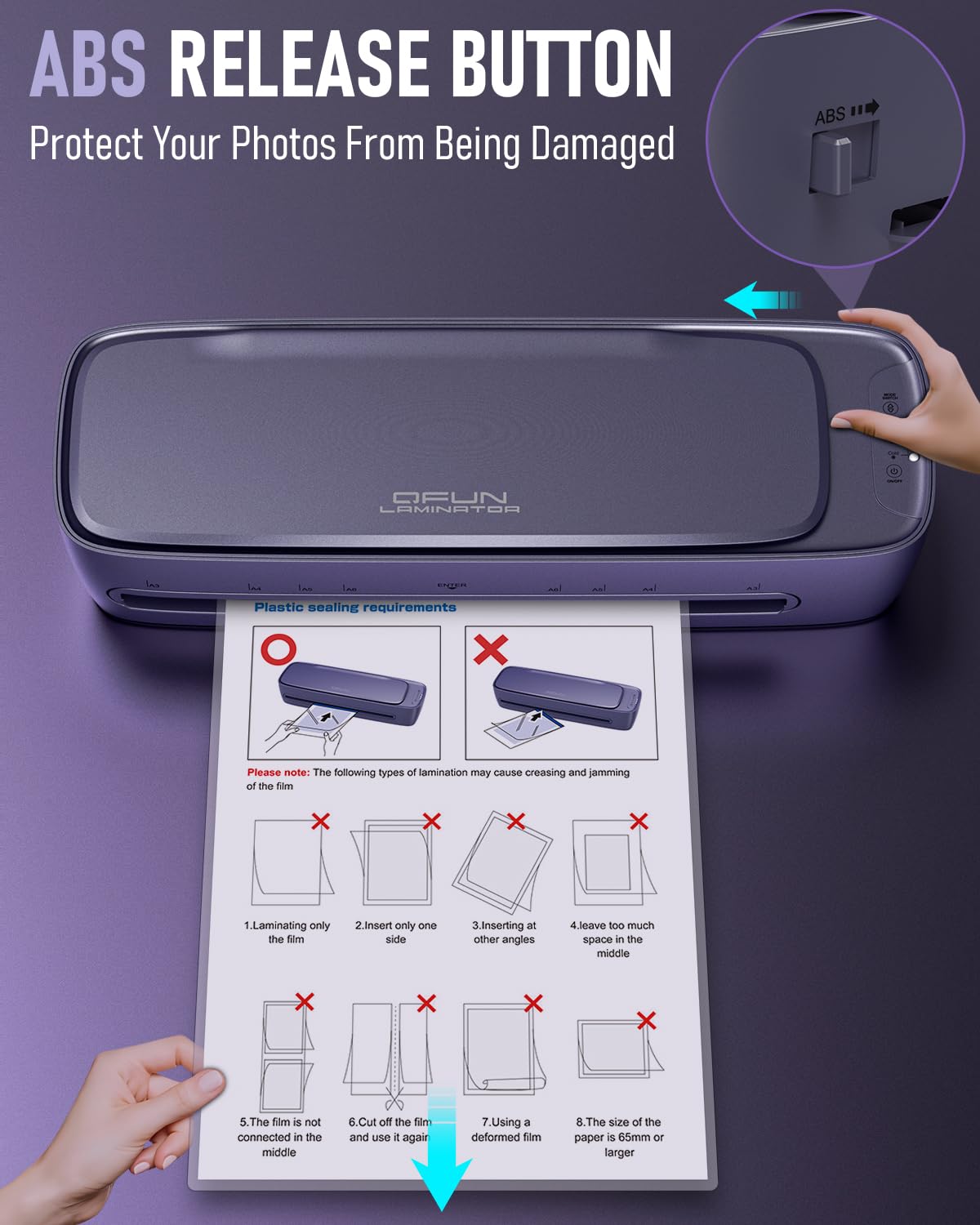 Laminator Machine 13 Inch Wide Thermal Lamination 9 in 1 Cold Hot A3 Laminating Machine for Teacher Personal, 60s Warm-Up No Jam laminator Machine 11x17 with 30 Laminating Sheets for Home Office Use Qfun