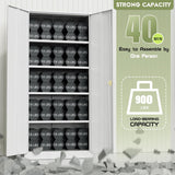 SUNCROWN Metal Storage Cabinets with 2 Doors and 4 Adjustable Shelves, 72” Tall Locking Garage Cabinet Steel Utility Tool Lockable File Cabinets for Office,Home, Gym, White SUNCROWN