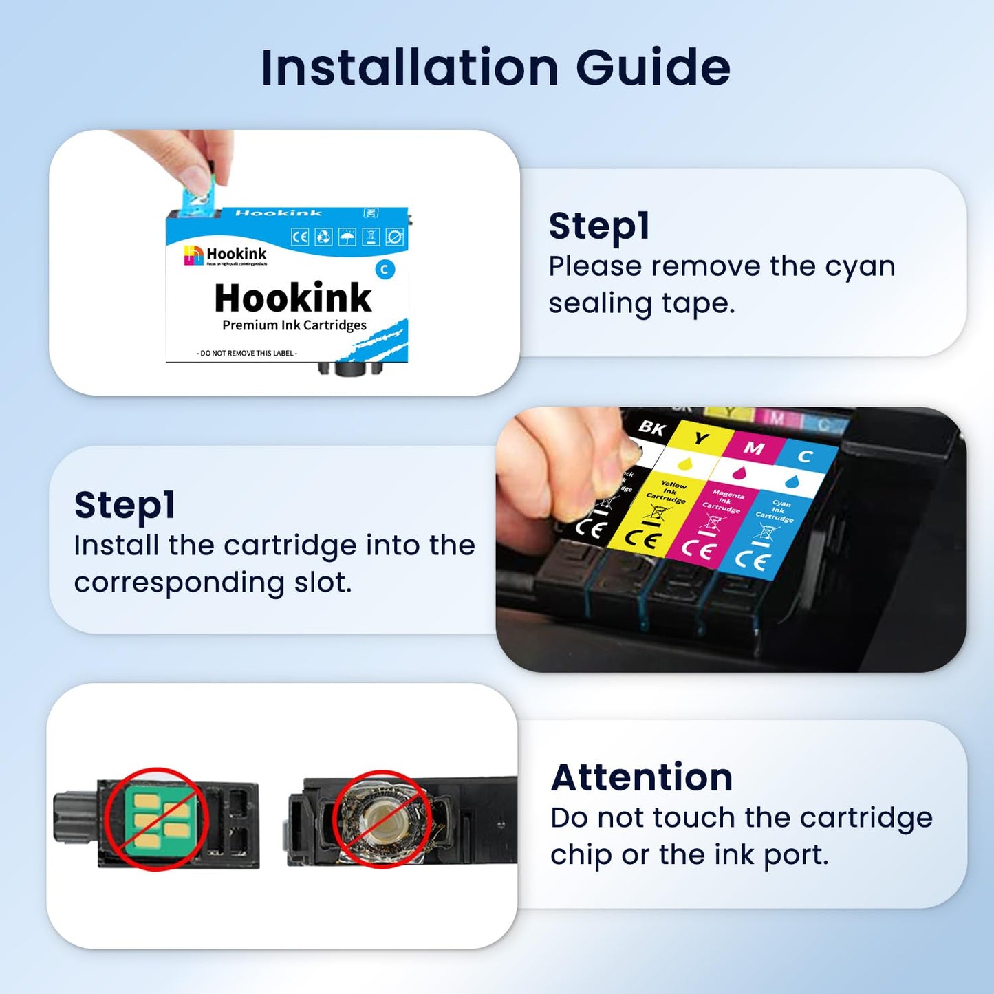 Hookink Remanufactured Ink Cartridge Replacement for Epson 212XL 212 XL T212 Work with Workforce WF-2850 WF-2830 Expression Home XP-4100 XP-4105 Printer 6-Pack (3 Black Yellow Magenta Cyan)