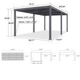 PURPLE LEAF Louvered Pergola 11' x 20' Oversize Patio Aluminum Pergola Modern Outdoor Pergola with Adjustable Roof for Deck Garden Yard Hardtop Gazebo PURPLE LEAF