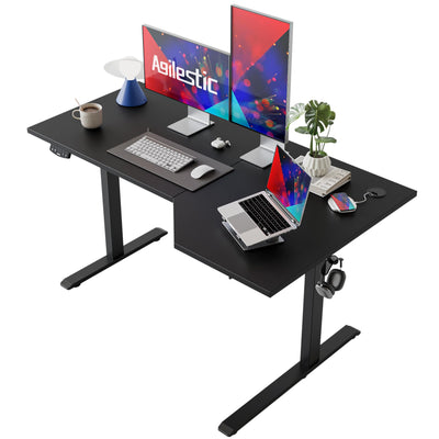 Agilestic Electric Standing Desk, L-Shaped 55 Inches Height Adjustable Desk, Sit and Stand up Desk for Work Office Home, Ergonomic Rising Computer Table for Home Office with Splice Board, Black
