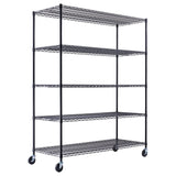 60" x 24" x 72" Black 5-Tier Wire Shelving NSF 3000 LBS Max Capacity Heavy Duty Steel Storage Rack for Restaurant, Warehouse, Commercial, Industrial, Stimulate Living