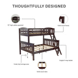 DHP Airlie Espresso Twin-Over-Full Convertible Bunk Bed with Ladder and Guardrails DHP