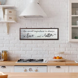 Jetec The Secret Ingredient Is Always Love and Butter Sign Funny Wood Kitchen Sign Funny Farmhouse Wall Decor Rustic Kitchen Wall Decoration, 15.7 x 4.7 Inch(White) Jetec