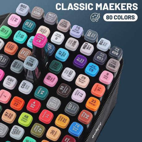 Alcohol Markers, 80 Colors Dual Brush Tip Permanent Art Markers, Coloring Marker, for Book Painting Card Making, Back-to-School Gifts Godgoy