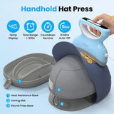 Calogy Hat Press Heat Machine for Caps, Mini Portable Hat Heat Press with Timer, Max 410℉,Precision Temp Control ±5℉, Fast & Evenly Heating Curved Plate for Vinyl Transfer, Sublimation, Iron (Blue) Calogy