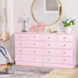 Karl home Pink 5 Drawer Dresser for Bedroom, Modern Wood Dresser Chest of Drawers, Pink Bedroom Dressers for Girls, Anti-Tipping Device, Rose Gold Metal Handle, Living Room, Entryway, Hallway, Office Karl home