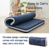 Syalife Japanese Futon Mattress Floor Mattress, 4" Thicken Roll Up Tatami Mat, Foldable & Portable Floor Bed Sleeping Pad, Traditional Shiki Futon (shikibuton), Design by Japan (Navy Blue, 39 * 80) Syalife