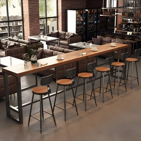 RUNNUP Solid Wood Industrial Bar Table for Dining and Small Spaces – Rectangle Design, 63"L x 15.7"W x 41.3"H RUNNUP