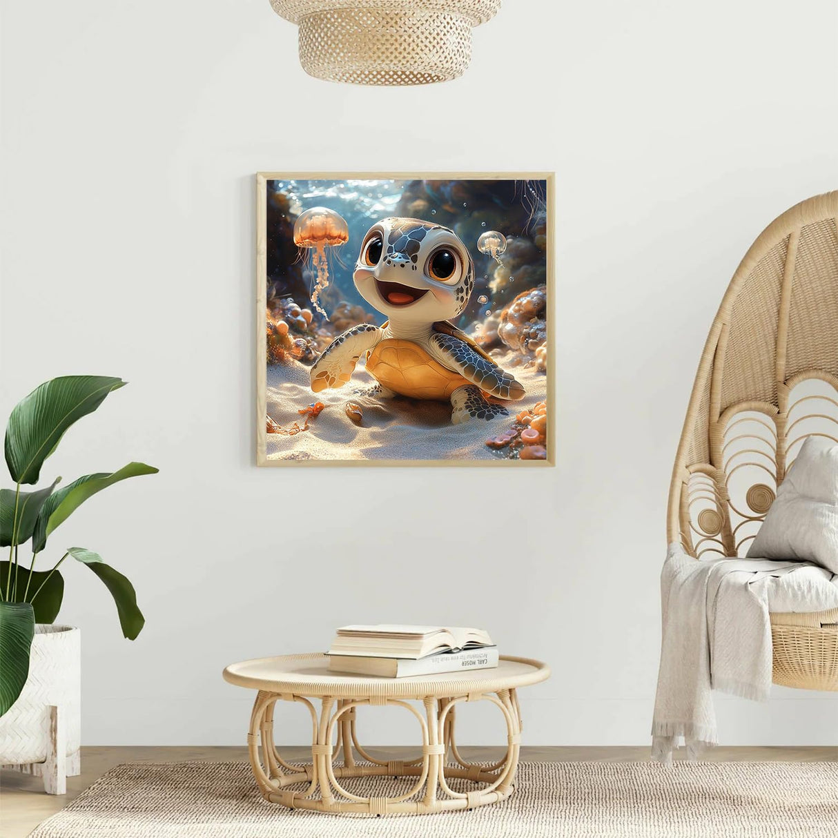 NWQZBYHT Sea Turtle Diamond Art Kits for Adults,Jellyfish 5D Diamond Painting Kits for Beginner,DIY Round Full Drill Diamond Dots,Gem Painting Kit for Adults Crafts Home Wall Decor 13.78x13.78 Inch NWQZBYHT