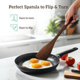 Wooden Spatula for Cooking, Long Handle, Wooden Spoons Set of 2 for Nonstick Pans & Cookware, Wooden Utensil Set, Wood Flipper for Pan and Wok, Wood Scraper, Spatula for Flipping, Serving & Scraping Tigina