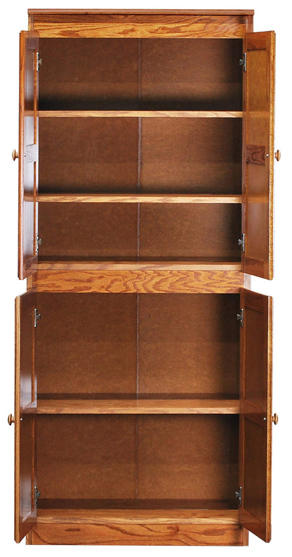Traditional 72" Wood Storage Cabinet with 5-Shelves in Dry Oak