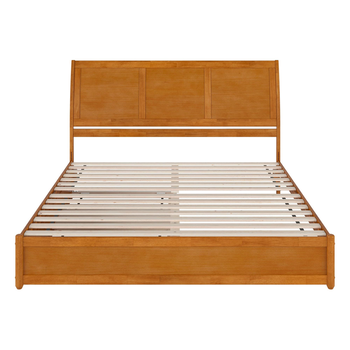 AFI, Andorra King Platform Bed with Panel Footboard & Twin XL Trundle, Light Toffee AFI