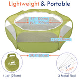 Pawaboo Small Animals Playpen, Waterproof Small Pet Cage Tent with Zippered Cover, Portable Outdoor Yard Fence with 3 Metal Rod for Chick/Kitten/Puppy/Guinea Pig/Rabbits/Hamster/Chinchillas,Green Pawaboo