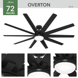 Hunter Fan Company 52618 Overton Ceiling Fan, 072, Matte Black Hunter