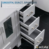 eclife 72" Modern Bathroom Vanity Sink Combo Gray W/Small Side Cabinets White Rectangle Ceramic Vessel Sink & Water Save Faucet & Pop Up Drain (2T03) eclife