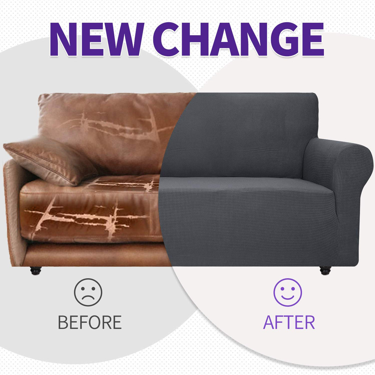 ZNSAYOTX Super Stretch Couch Cover Love Seat Sofa Covers for Living Room Dogs Pet Friendly Furniture Protector Spandex Loveseat Slipcovers with Anti Slip Foam Sticks (Dark Grey, Loveseat) ZNSAYOTX